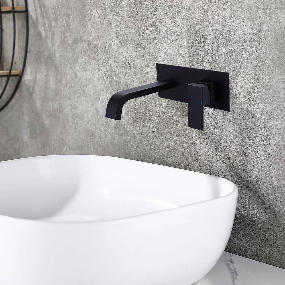 Matte Black Wall-Mount Single Handle Bathroom Faucet