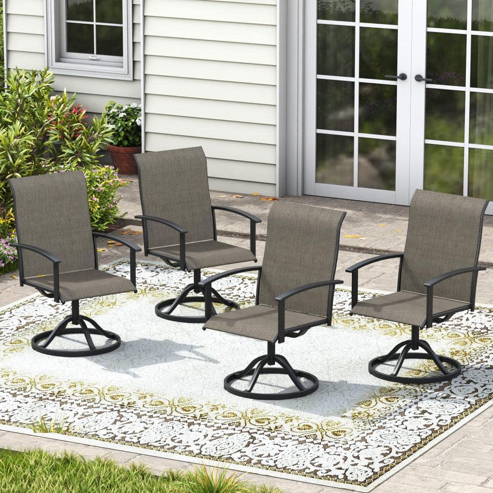 Brown Swivel Textilene Metal Outdoor Dining Chairs Set of 4, 360° Swivel  Patio Dining Chairs for Patio, Garden or Deck price history on PriceWatchPro