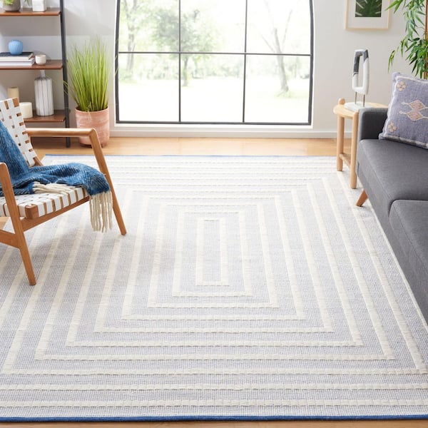 Natura 8 ft. x 10 ft. Blue/Ivory Ascending Squared Area Rug