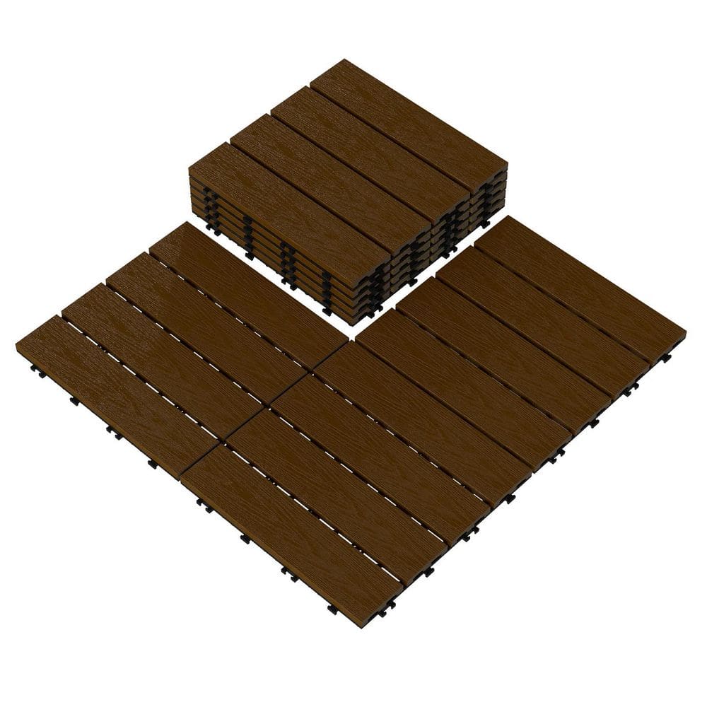1 ft. x 1 ft. Dark Brown Outdoor Square Interlocking Composite Flooring Deck Tile (10 sq. ft. Per Box) price history on PriceWatchPro