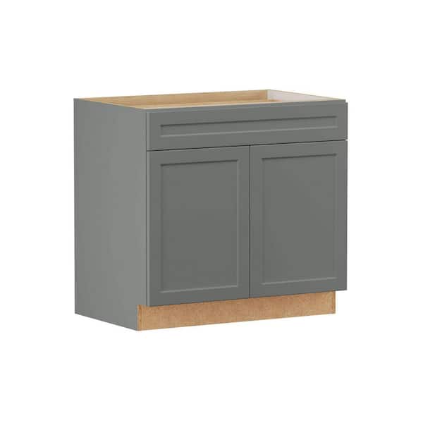 Designer Series Melvern 36 in. W x 24 in. D x 34.5 in. H Assembled Shaker Base Kitchen Cabinet in Storm Gray