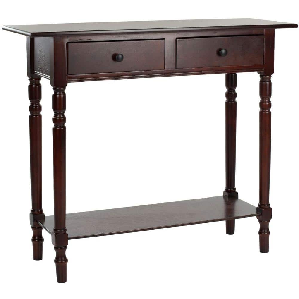Transitional Dark Cherry Wood Console Table with Storage