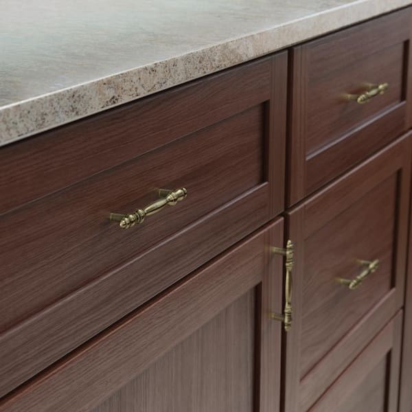 Virginia 3 in. (76 mm) Classic Antique Brass Cabinet Drawer Pull