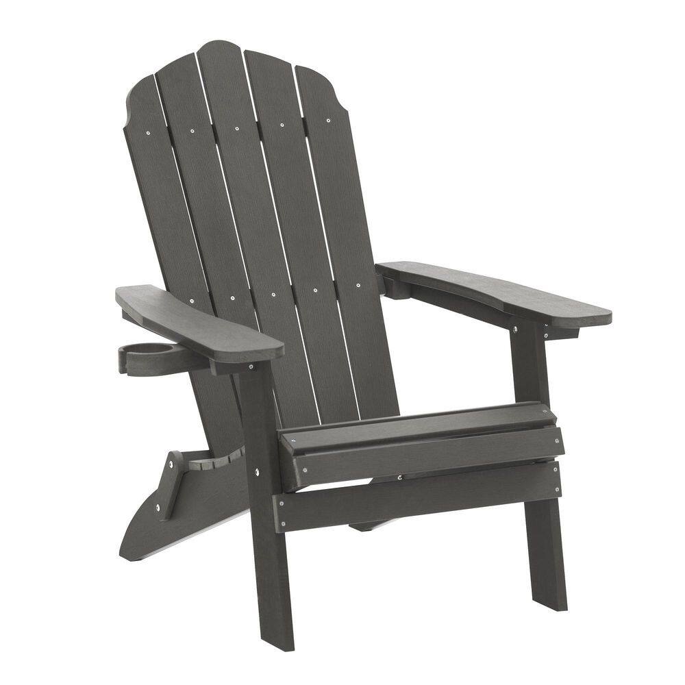 Grey Adirondack Chair, HIPS All-Weather Resistant Outdoor Chair with ...