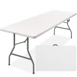 8 ft. Plastic Folding Picnic Table, Indoor Outdoor Heavy-Duty Portable with Handle, Lock