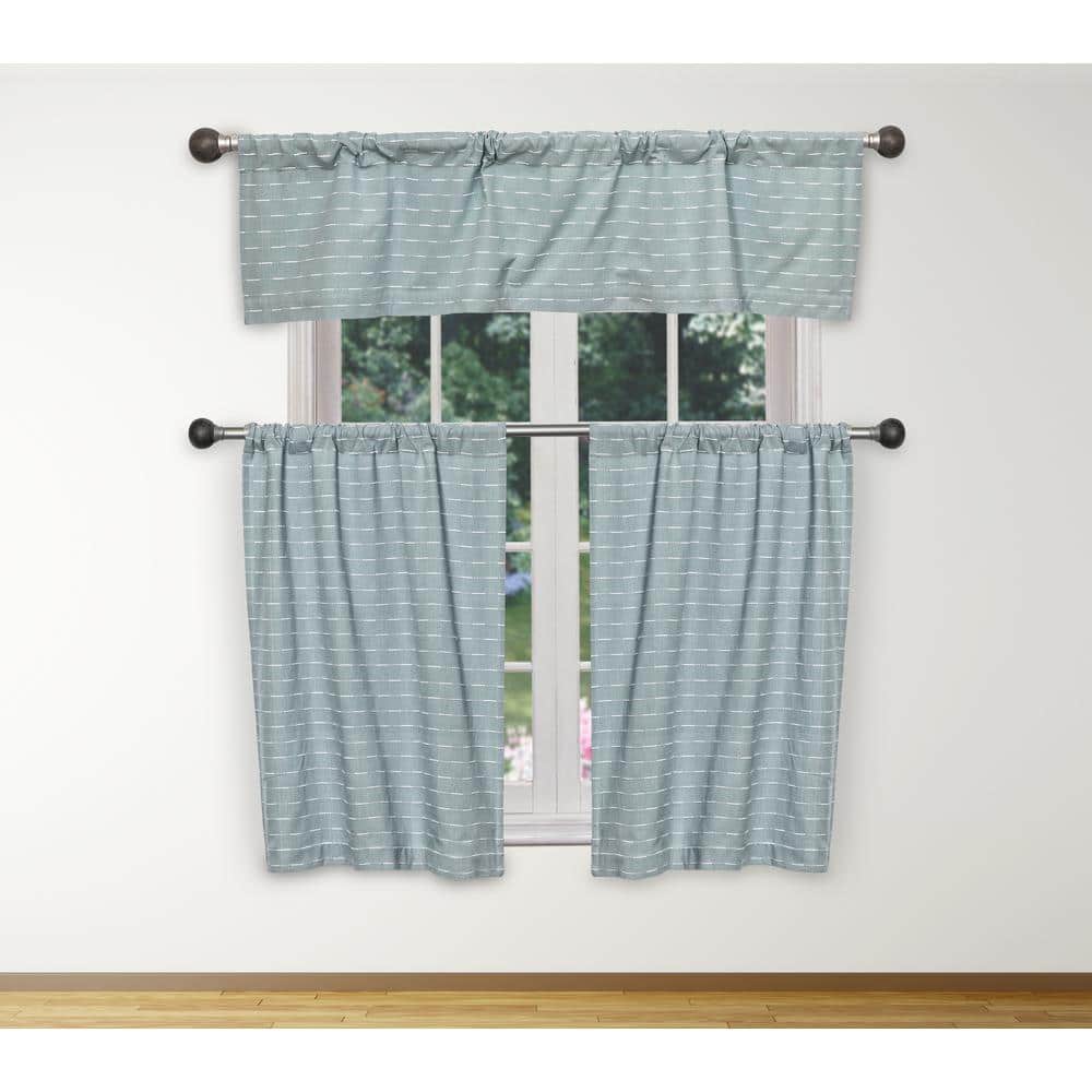 Blue/White Striped Rod Pocket Room Darkening Curtain - 15 in. W x 58 in. L 