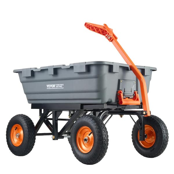 VEVOR 7 cu. ft. Dump Cart Poly Garden Cart with 1500 lbs.. Capacity Steel Frame Dump Wagon with 2-in-1 Garden Cart