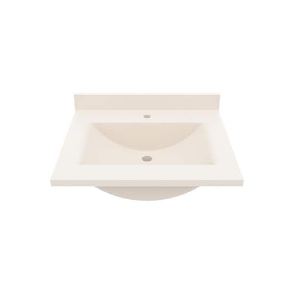 Contour 25 in. W x 22 in. D Solid Surface Vanity Top with Sink in Tahiti White