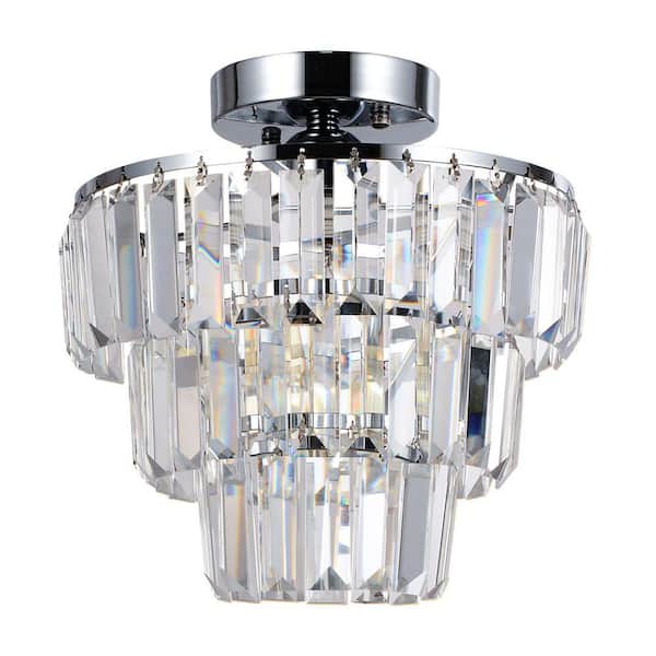 Amucolo 10.2 in. Mini Flush Mount Chandelier K9 Crystal Ceiling Light Fixtures