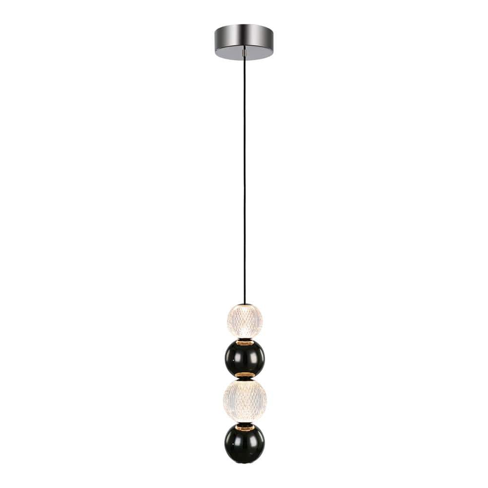 Onyx 5 in. 1 Light 11-Watt Polished Nickel Integrated LED Pendant Light