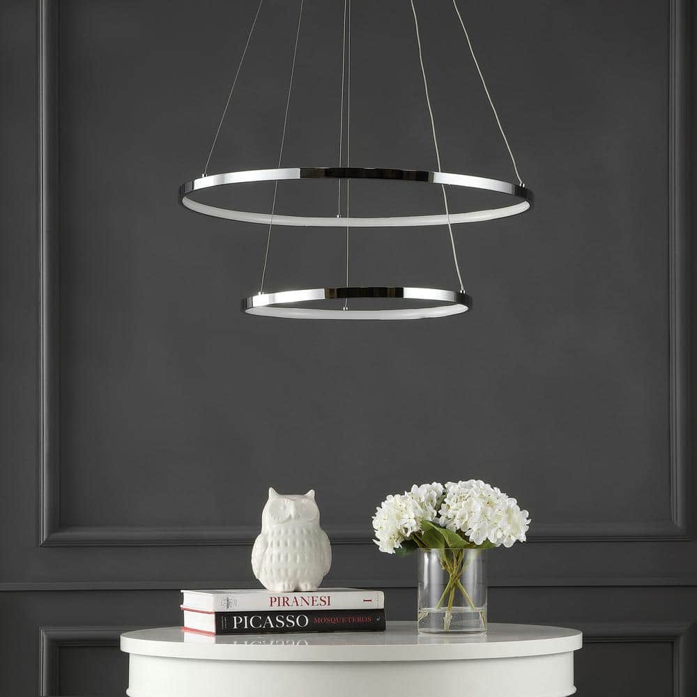 Brice Minimalistic Chrome Double Hoop LED Pendant