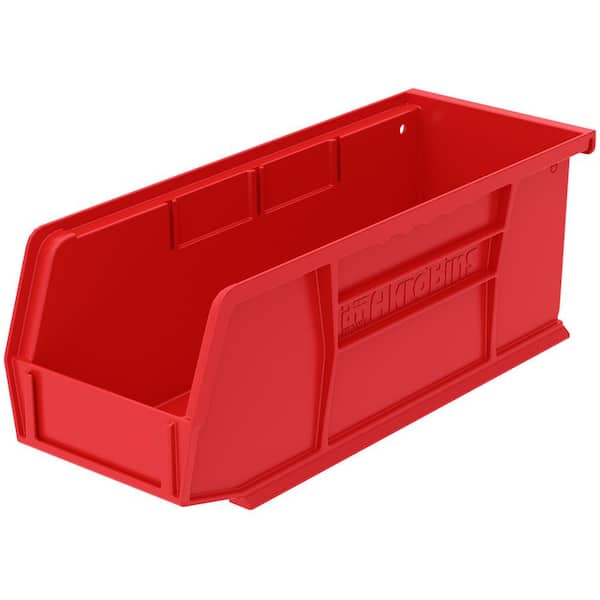 Akro-Mils AkroBin 4.1 in. 10 lbs. Storage Tote Bin in Red with 0.2 Gal. Storage Capacity (24-Pack)