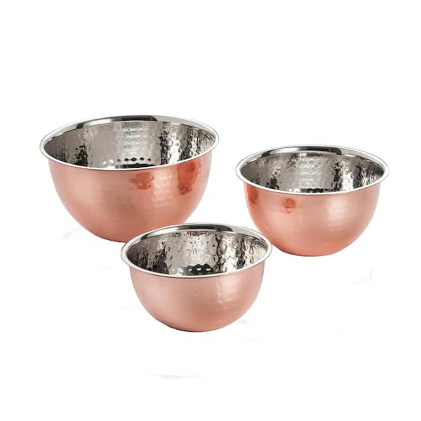 ExcelSteel 3-Piece Professional Hammered Copper Mixing Bowl Set