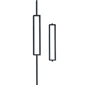44 in. W. x 1/2 in. Satin Black Large Rectangle with Sq. Base Hollow Wrought Iron Stair Baluster