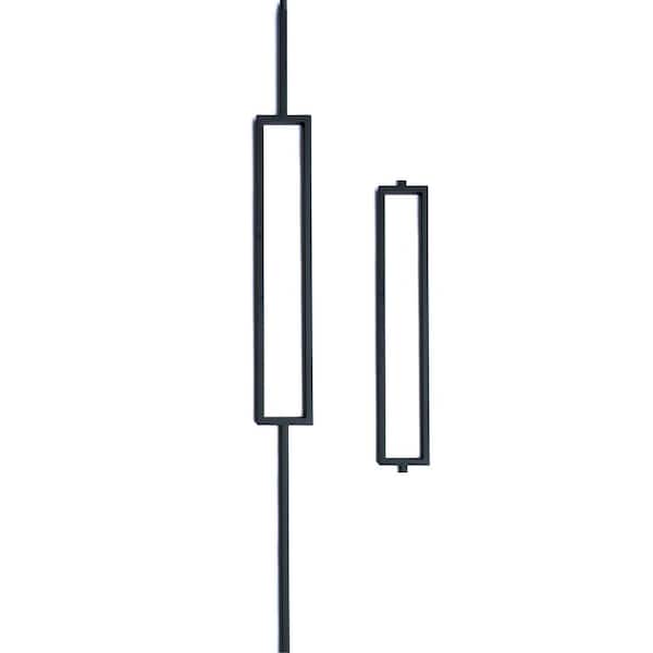 Atlas Stair Parts 44 in. W. x 1/2 in. Satin Black Large Rectangle with Sq. Base Hollow Wrought Iron Stair Baluster