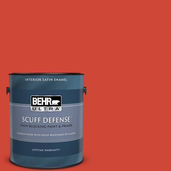 BEHR ULTRA 1 gal. #180B-7 Chili Pepper Extra Durable Satin Enamel Interior Paint & Primer