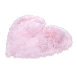 Pink 2 ft. x 3 ft. Faux Fur Luxuriously Soft and Eco Friendly Heart Area Rug