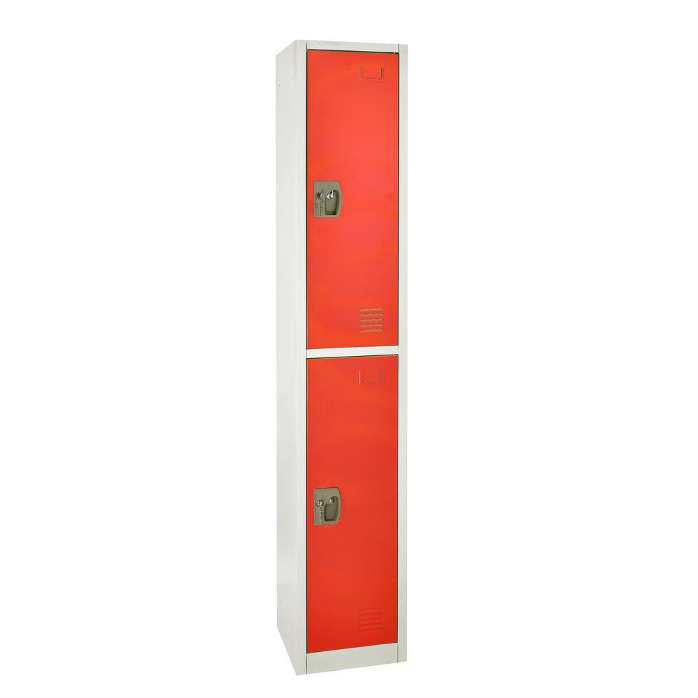 Red Steel Freestanding Locker with Adjustable Shelving