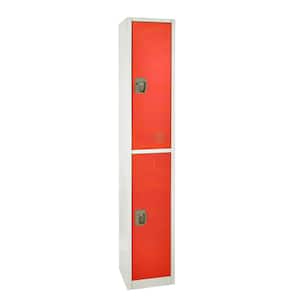 629-Series 72 in. H 2-Tier Steel Key Lock Storage Locker Free Standing Cabinets for Home, School, Gym in Red