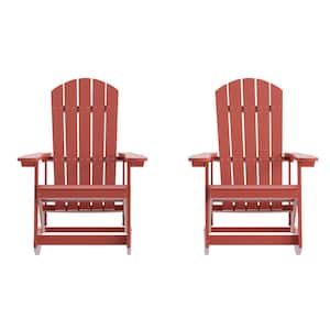 Red Plastic Outdoor Rocking Chair in Red (Set of 2)