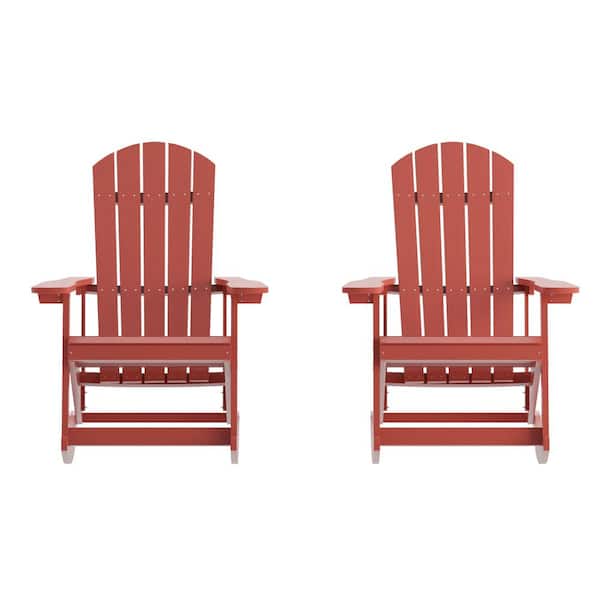 Carnegy Avenue Red Plastic Outdoor Rocking Chair in Red (Set of 2)