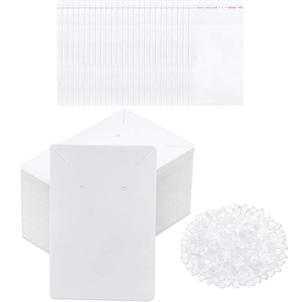 Unbranded White Earring Packaging Kit 400 Piece with Display Cards Self-Sealing Bags Earring Backs Necklace Cards