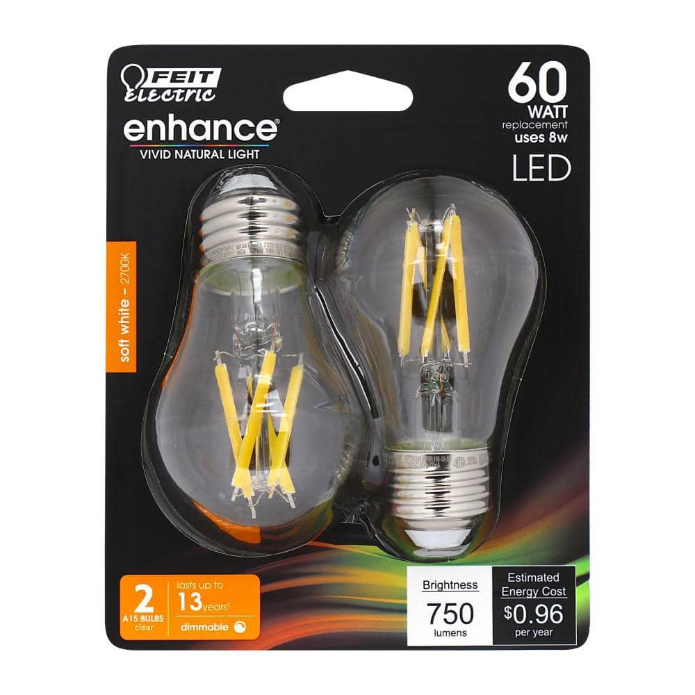 60-Watt Equivalent Clear Glass LED Filament Bulbs, Soft White (2-Pack)