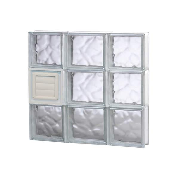 Clearly Secure 19.25 in. x 17.25 in. x 3.125 in. Frameless Wave Pattern Glass Block Window with Dryer Vent