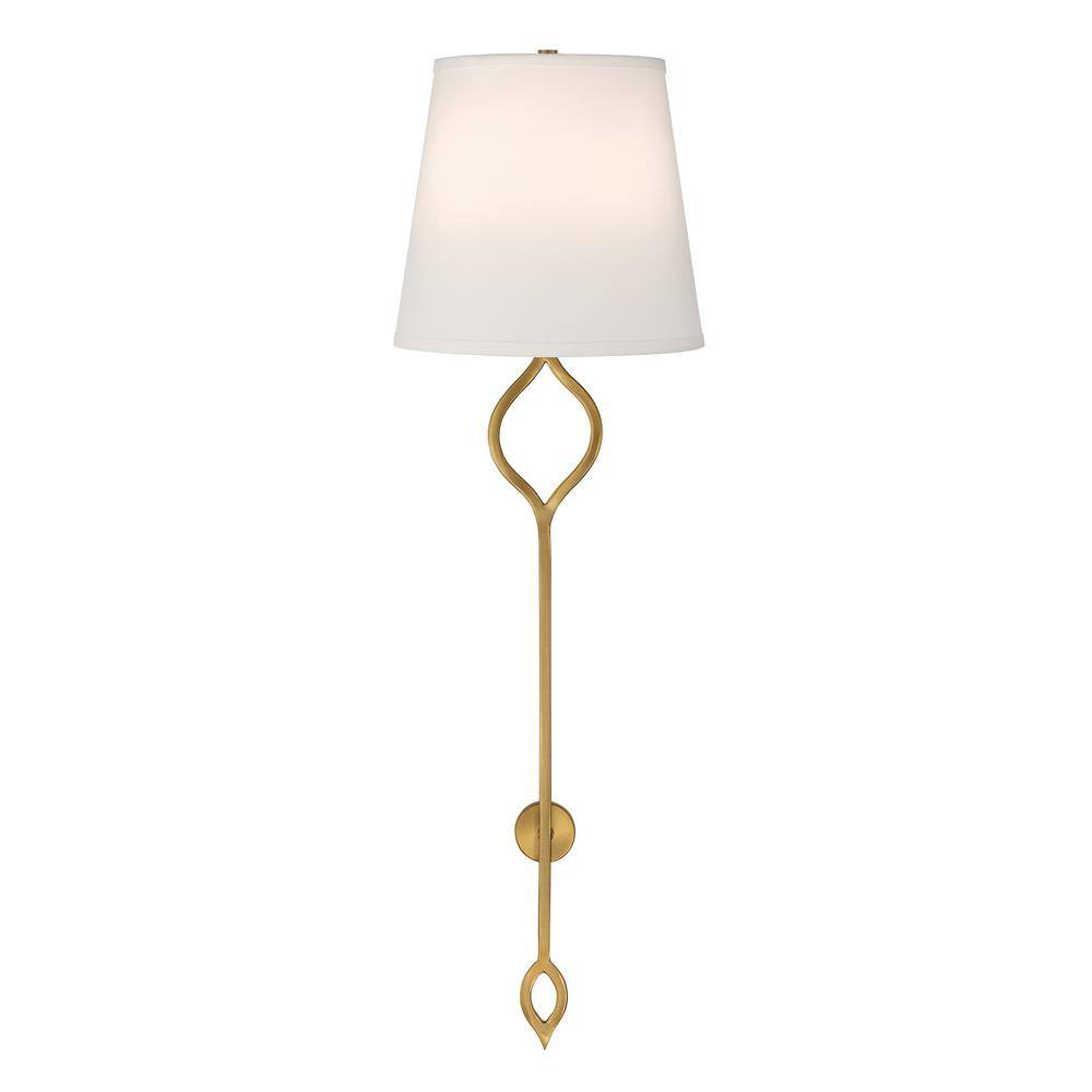 Savoy House Roxbury 2-Light Warm Brass Wall Sconce with White Fabric ...