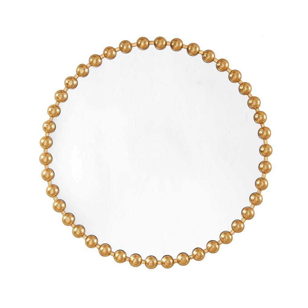 Gold 36 in. W x 36 in. H Art Deco Round MDF Framed Mirror Wall Mirror Wall 