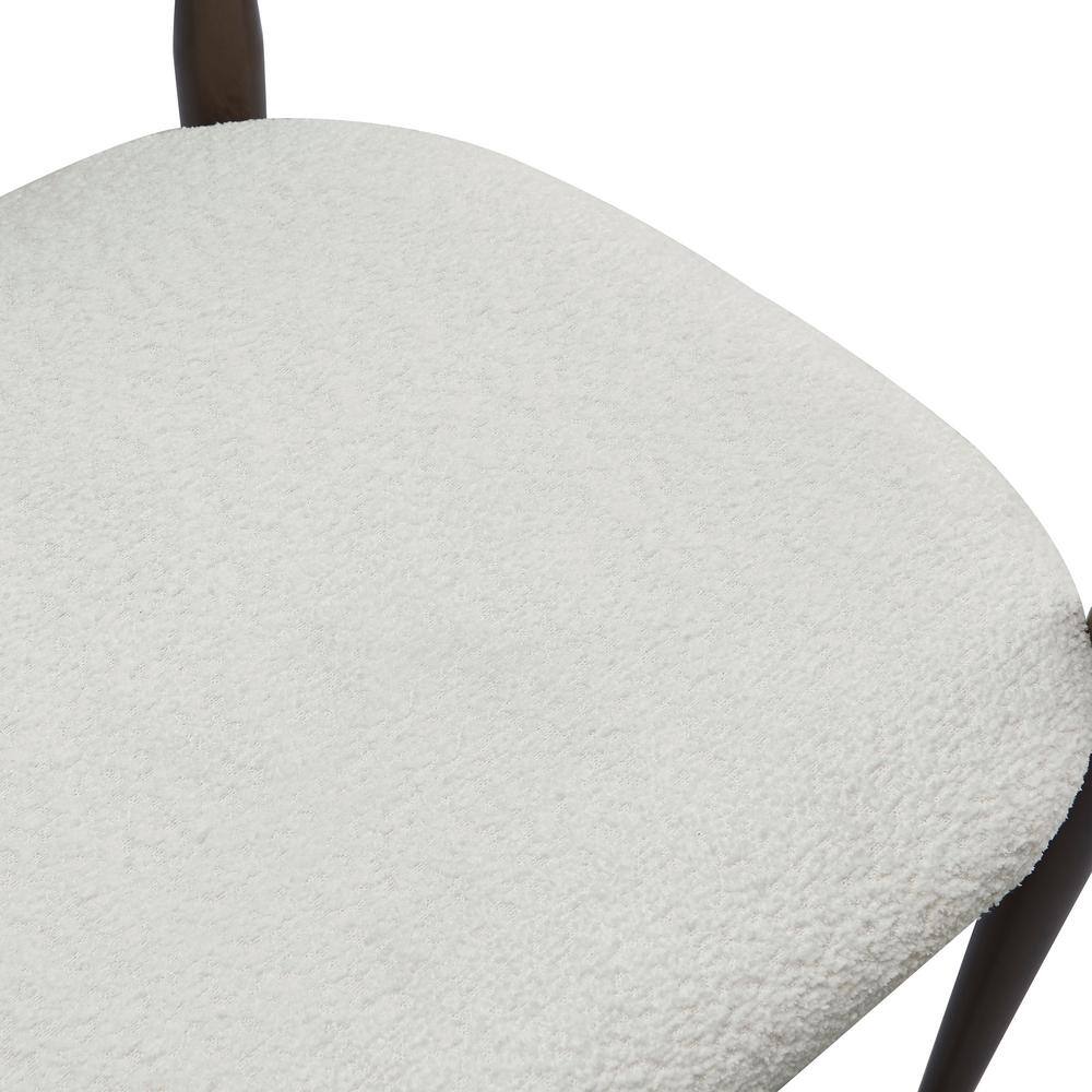 White Boucle Upholstered Arm Chair with Gold Metal Frame
