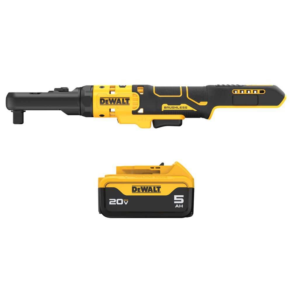 DEWALT 20V Lithium-Ion Cordless 3/8 in. to 1/2 in. Ratchet with 20V Max Premium 5.0Ah Battery Pack (DCF510BWDCB205)