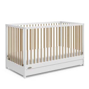 Teddi White with Driftwood 5-in-1 Convertible Crib with Drawer