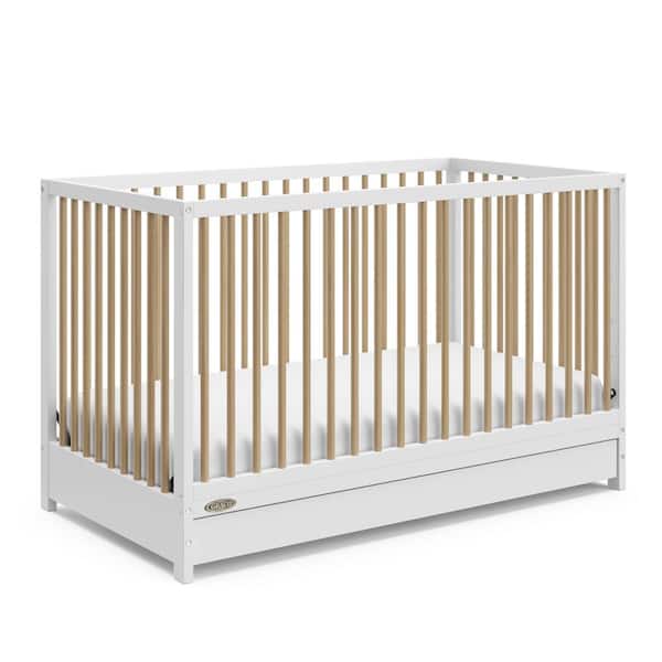Graco Teddi White with Driftwood 5-in-1 Convertible Crib with Drawer
