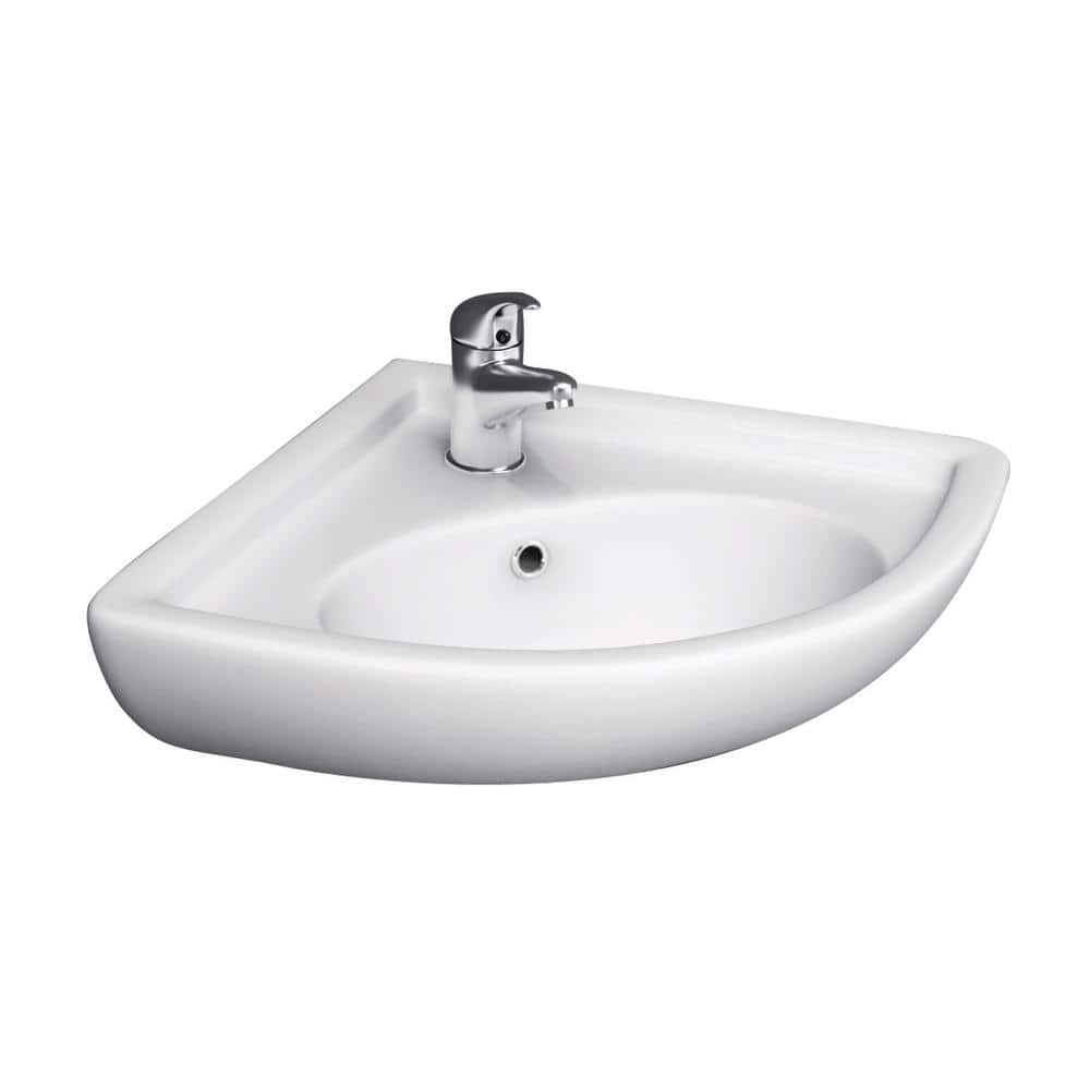Barclay Products Corner Wall Mounted Bathroom Sink In White 4 750wh The Home Depot
