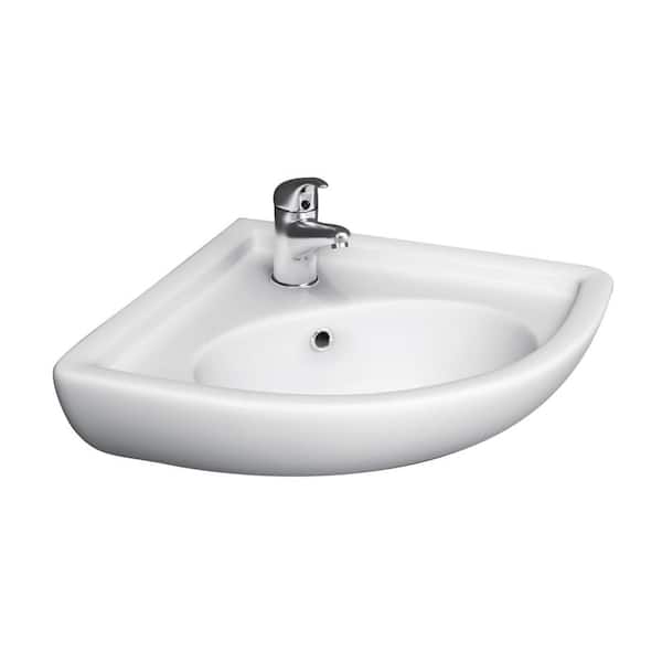 Barclay Products Corner Wall-Mounted Bathroom Sink in White