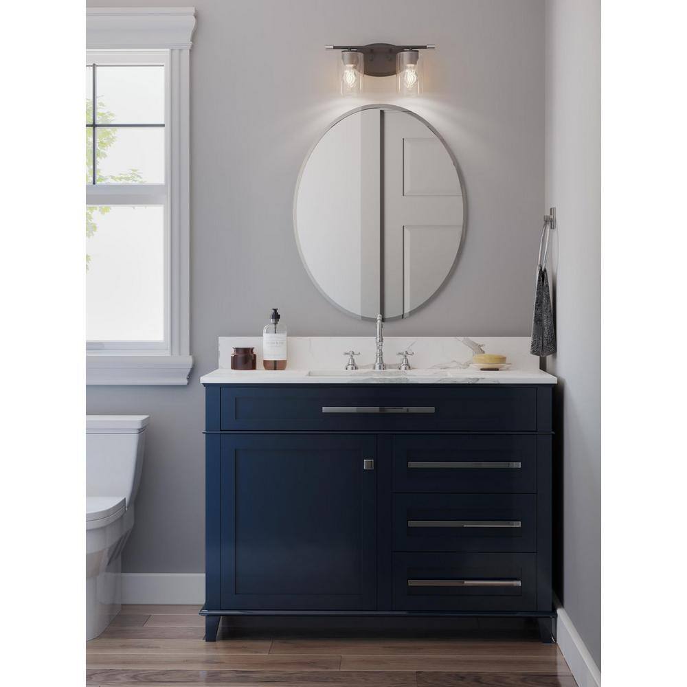 Riley Matte Black 2-Light Bath Wall Light with Clear Glass Shades