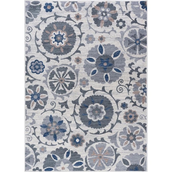 Tayse Rugs Madison Floral Cream 5 ft. x 7 ft. Indoor Area Rug