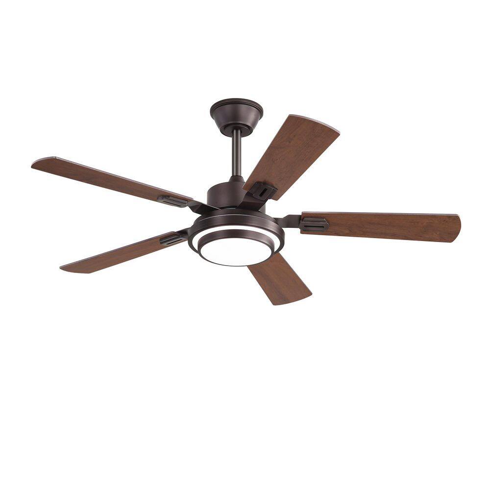 48 in. Oil Bronze Rustic Indoor Dimmable LED 6-Speed Downrod Standard Ceiling Fan with Lights, Remote Control price history on PriceWatchPro