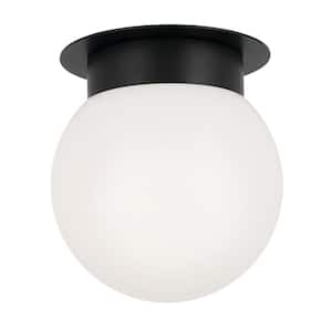 Albers 8 in. 1-Light Black Modern Round Hallway Flush Mount Ceiling Light
