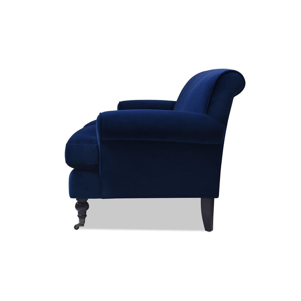 Alana Navy Blue Velvet Lawson Sofa with Removable Cushions