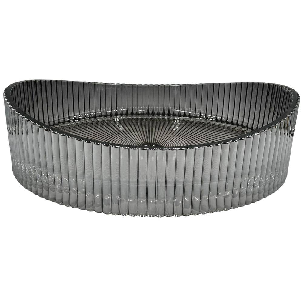 20'' Ribbed Gray Glass Oval Vessel Sink