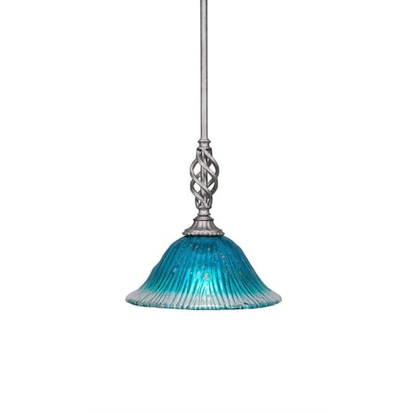 Unbranded Bridgewater 100 W 1-Light Aged Silver Standard Mini Pendant Light with Glass Shade