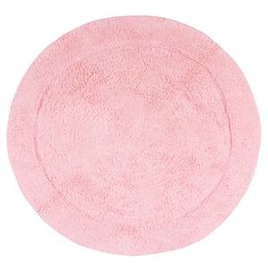 Waterford Collection 100% Cotton Tufted Non-Slip Bath Rug, 30 in. Round, Pink