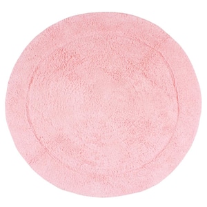 Waterford Collection 100% Cotton Tufted Non-Slip Bath Rug, 30 in. Round, Pink