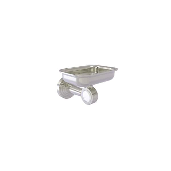 Allied Brass Pacific Beach Collection Wall Mounted Soap Dish Holder with Groovy Accents in Satin Nickel