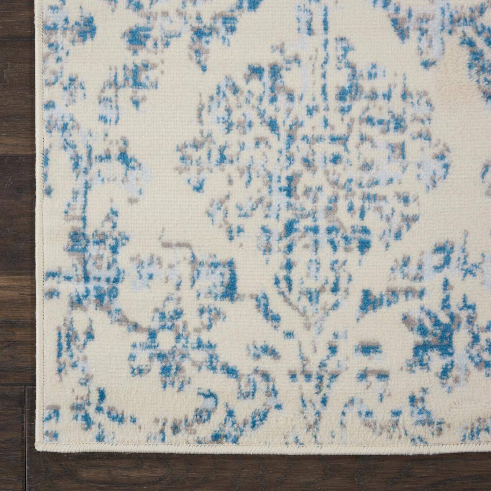 Nourison Jubilant Ivory & Blue Hand-Knotted Spot Rug, 2' x 4'