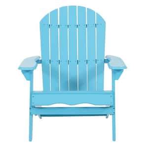 Light Blue Outdoor Foldable Reclining Wood Adirondack Chair