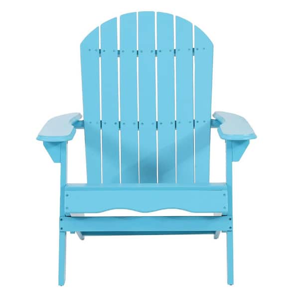 Tenleaf Light Blue Outdoor Foldable Reclining Wood Adirondack Chair