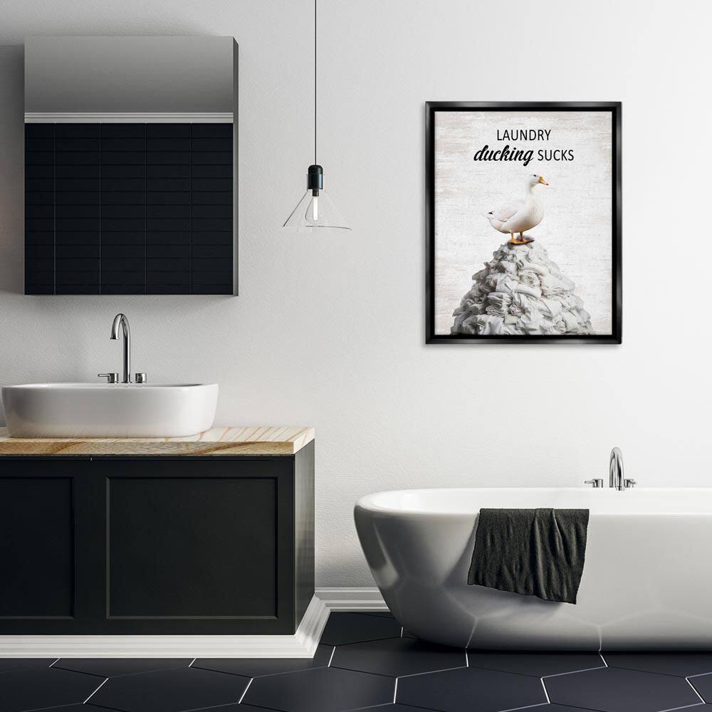 Duck & Laundry Pile by Lettered and Lined Black Floater Frame Typography Graphic Art Print 31 in. x 25 in. price history on PriceWatchPro